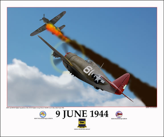 "9 June 1944" Tuskegee Airmen P-47 Print by Jerry Taliaferro